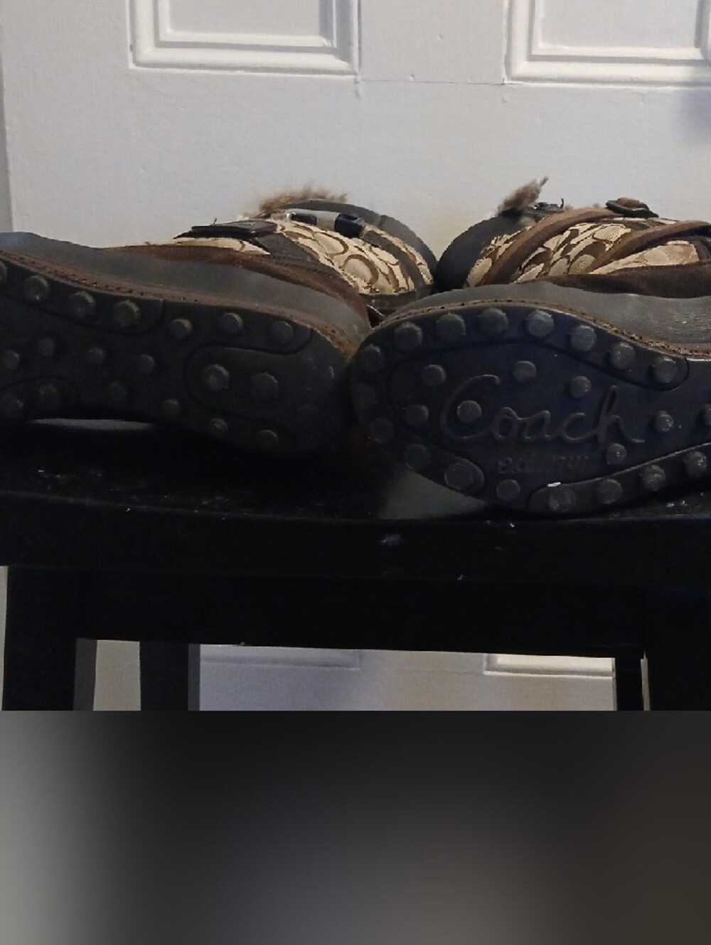 Coach Brown Signature Logo Fur-Trim Winter Boots- AS IS* - Picture 7 of 7